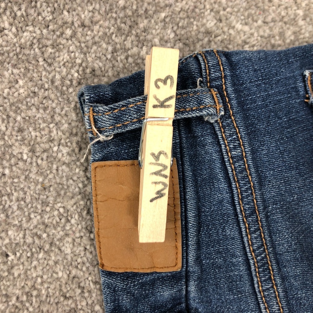 Aero Shorts Women 2 Midi High Rise Curvy Blue Jean Dark Faded Out Ripped Holes - Picture 8 of 8